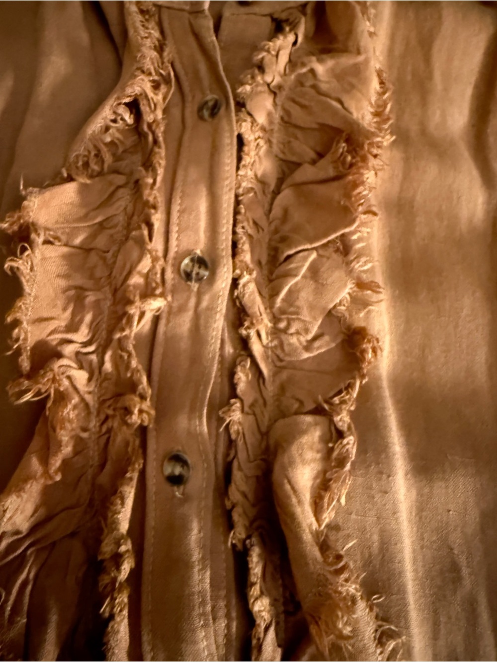 Pilcro Rust Ruffle Button-Front Shirt - Picture 4 of 7